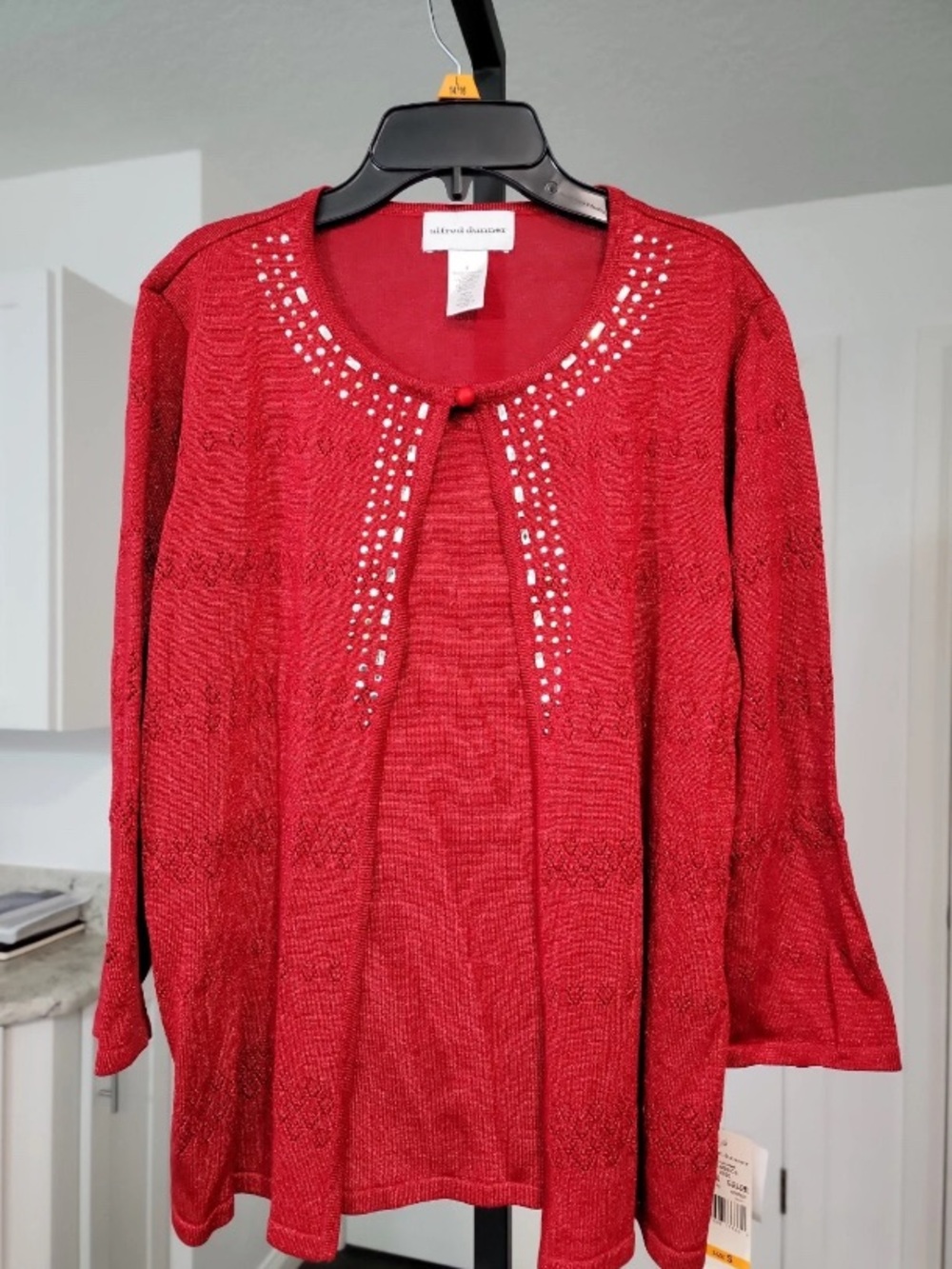 Alfred Dunner Red Embellished Women's Layered Cardigan Sweater Set. Retail $58.